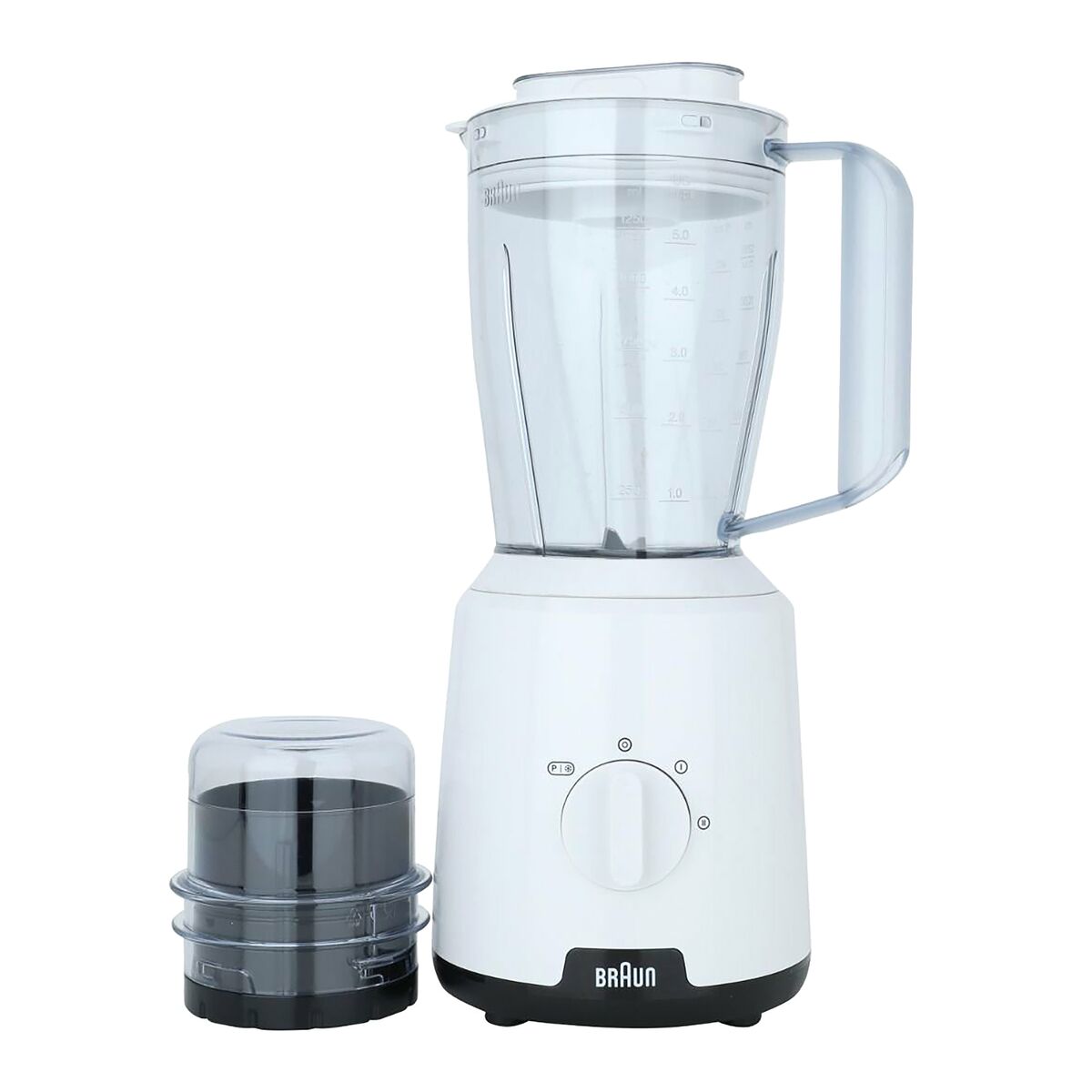 Braun 600W PowerBlend TriAction Technology Countertop Blender White and Clear 1.5 Liter BRJB1015WH